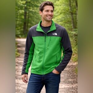 North Face Men’s S Apex Soft Shell Green & Charcoal Gray Full Zip Jacket